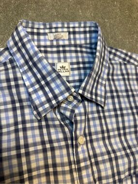 EUC Men’s Peter Millar 100% Cotton Blue Plaid Button Down size L